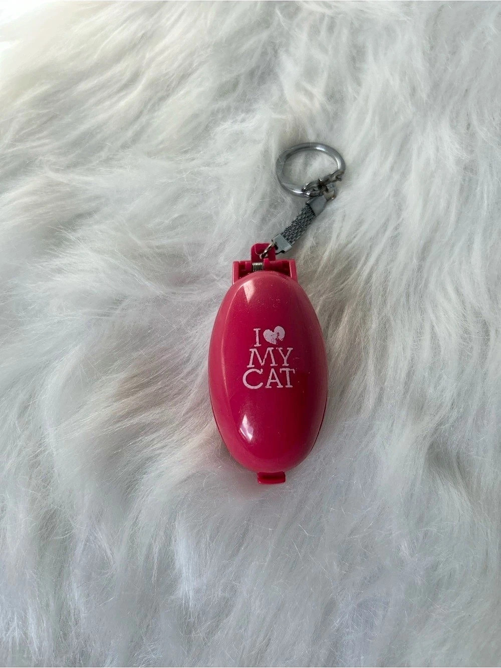 vintage 1993 Takara Pocket Critters "I Love My Cat" pink capsule keychain toy.